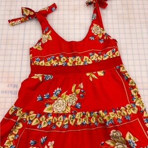 Floral Red Sleeveless Dress